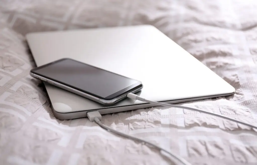 A laptop and a mobile phone