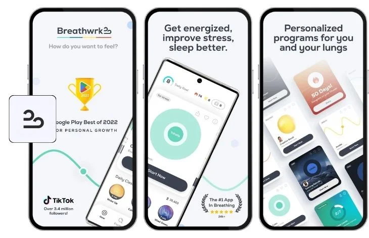 Pictures of the Breathwrks app