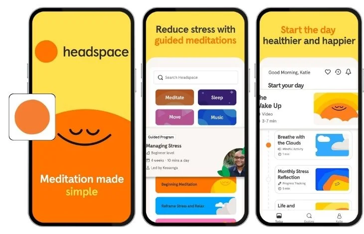 Pictures of the Headspace app