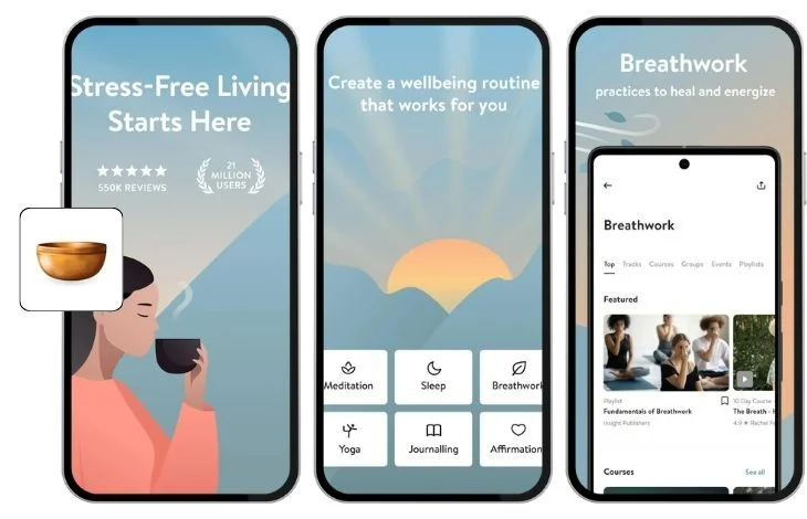 Pictures of the Insight Timer app