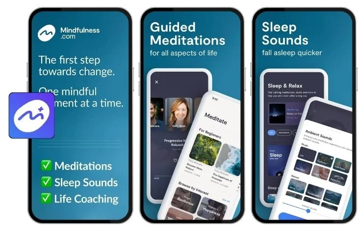 Pictures of the Mindfulness.com app