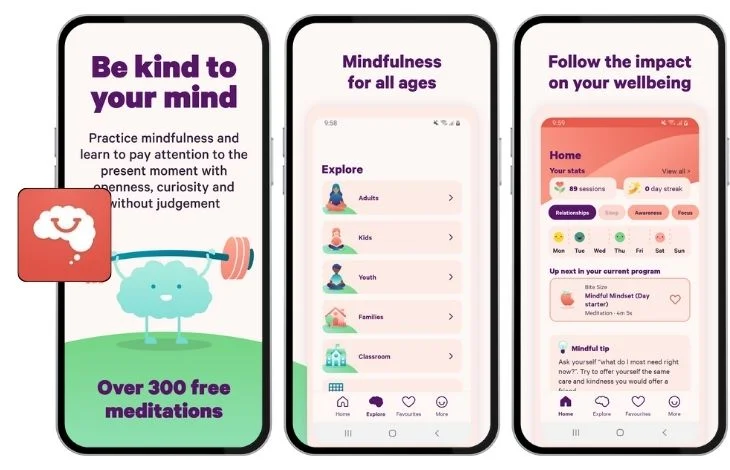 Pictures of the Smiling Mind app