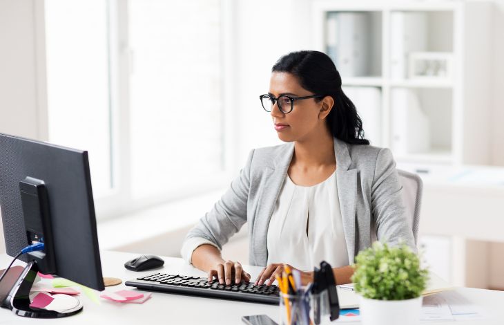 Working moms in front of computer